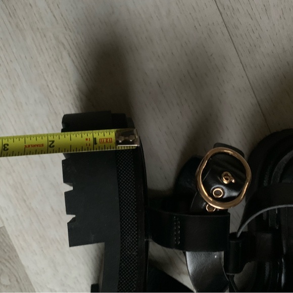 Zara Black‎ Women's Sandals women's size 6 chunky gothic summer buckle strapped - Picture 6 of 8